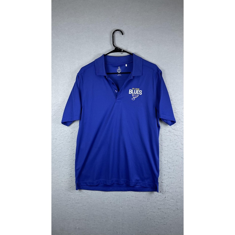 St Louis Blues‎ Polo Shirt Mens Medium Blue NHL Hockey Short Sleeve Performance
